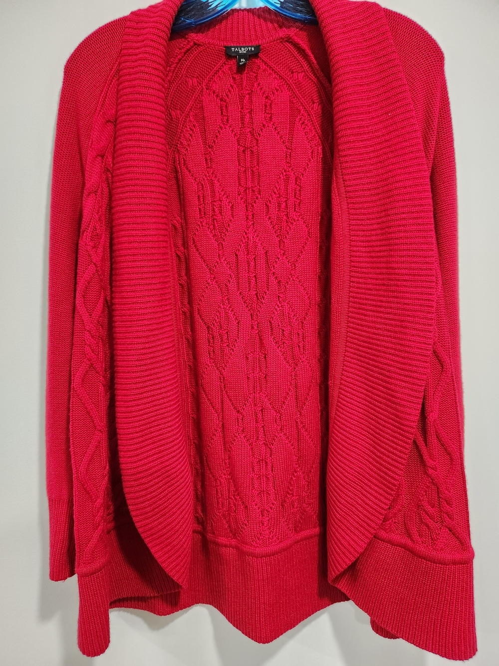 Talbots Open-Front Cable Knit Cardigan Sweater